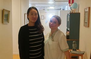 Two women at the corridor.